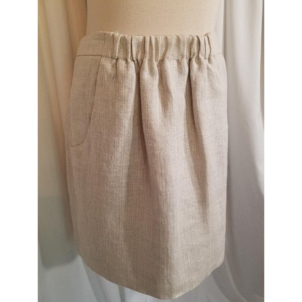 Ann Taylor LOFT Woven Shimmer Metallic Ivory Gold Pockets Skirt Short Boots! 4 - Picture 2 of 7